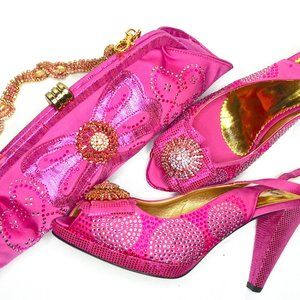 HOT PINK EMBROIDERED S&B SET